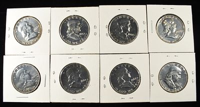 1956-63 FRANKLIN HALF DOLLARS. BID WITH SILVER CITY AUCTIONS ESTIMATE $160 - $220.