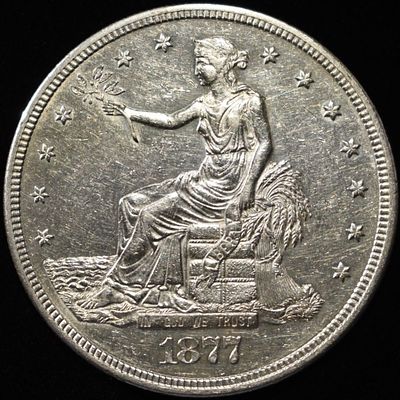 1877-S TRADE DOLLAR CH BU. WEEKLY COIN & CURRENCY AUCTIONS ESTIMATE $1500 - $1800.
