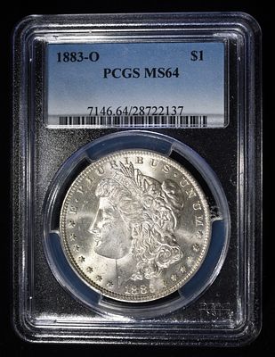 1883-O MORGAN DOLLAR PCGS MS64. ESTIMATE $100 - $150.