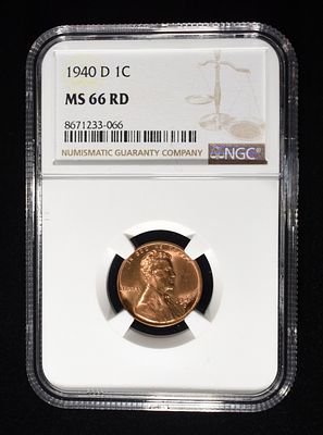 1940-D LINCOLN CENT NGC MS-66 RD. CHECK OUT OUR UPCOMING AUCTIONS ESTIMATE $50 - $75.