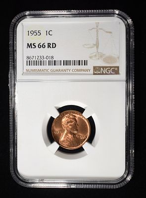 1955 LINCOLN CENT NGC MS-66 RD. CHECK OUT OUR UPCOMING AUCTIONS ESTIMATE $75 - $100.