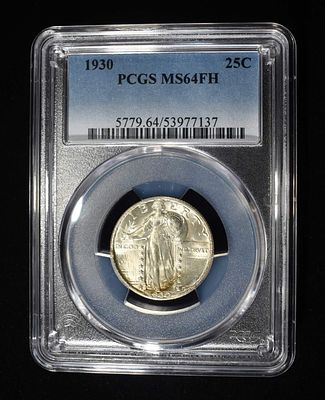 1930 STANDING LIBERTY QUARTER PCGS MS-64 FH. WEEKLY COIN & CURRENCY AUCTIONS ESTIMATE $550 - $650.
