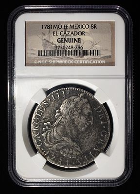 1781 MO FF MEXICO 8R EL CAZADOR NGC GENUINE. TOP RATED AUCTION HOUSE ESTIMATE $500 - $600.