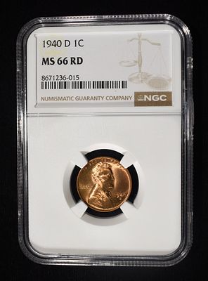 1940-D LINCOLN CENT NGC MS-66 RD. CHECK OUT OUR UPCOMING AUCTIONS ESTIMATE $50 - $75.