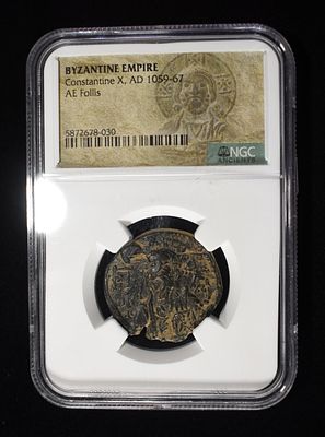 AD 1059-67 CONSTANTINE X AE FOLLIS NGC. WEEKLY COIN & CURRENCY AUCTIONS ESTIMATE $200 - $250.