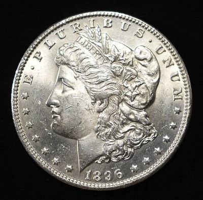 1896 MORGAN DOLLAR BU. TOP RATED AUCTION HOUSE ESTIMATE $75 - $100.