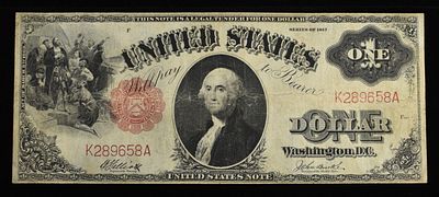 1917 $1 LARGE NOTE. LEADERS IN ON-LINE AUCTIONS ESTIMATE $150 - $200.