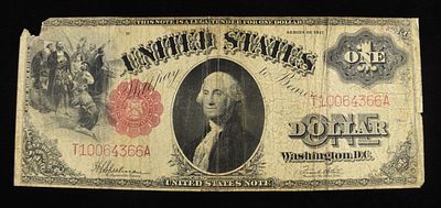 1917 RED SEAL $1 NOTE. CHECK OUT OUR UPCOMING AUCTIONS ESTIMATE $90 - $130.