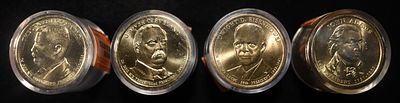 (48) PRESDENTIAL DOLLAR COINS. (12) GROVER CLEVELAND, (12) JOHN ADAMS, (12) DWIGHT D. EISENHOWER 