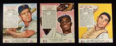 1953 ACLS #3, #4 & NLCS #4. LARRY "YOGI" BERRA #3 VG, JOE BLACK #4 VG, WALT DROPO #4 F/G 
