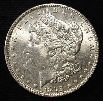 1903 MORGAN DOLLAR CH/GEM BU. LEADERS IN ON-LINE AUCTIONS ESTIMATE $150 - $200.