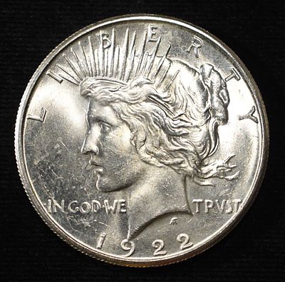 1922-S PEACE DOLLAR CH BU. CHECK OUT OUR UPCOMING AUCTIONS ESTIMATE $100 - $130.