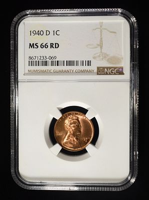 1940-D LINCOLN CENT NGC MS-66 RD. CHECK OUT OUR UPCOMING AUCTIONS ESTIMATE $50 - $75.
