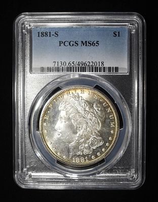 1881-S MORGAN DOLLAR PCGS MS 65. CHECK OUT OUR UPCOMING AUCTIONS ESTIMATE $200 - $250.