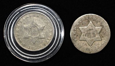 1851-O & 1852 3-CENT SILVER G/VG. CHECK OUT OUR UPCOMING AUCTIONS ESTIMATE $100 - $150.