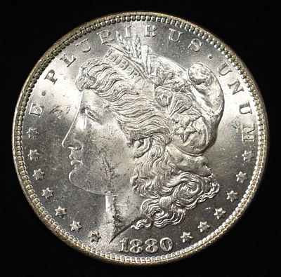 1880 MORGAN DOLLAR CH BU. TOP RATED AUCTION HOUSE ESTIMATE $100 - $130.