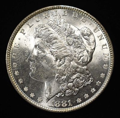 1881 MORGAN DOLLAR CH BU. LEADERS IN ON-LINE AUCTIONS ESTIMATE $100 - $130.