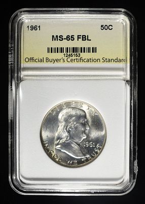 1961 FRANKLIN HALF DOLLAR OBCS GEM BU FBL. TOP RATED AUCTION HOUSE ESTIMATE $100 - $150.