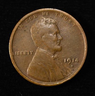 1914-D LINCOLN CENT FINE. TOP RATED AUCTION HOUSE ESTIMATE $250 - $300.