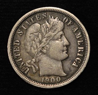 1900-O BARBER DIME XF. TOP RATED AUCTION HOUSE ESTIMATE $200 - $250.