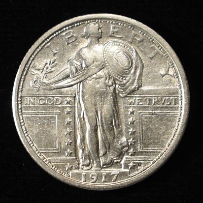 1917-S T-1 STANDING LIBERTY QUARTER AU. LEADERS IN ON-LINE AUCTIONS ESTIMATE $250 - $300.
