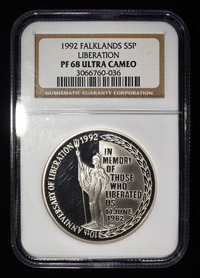 1992 5P 92.5% NGC PF68 ULTRA CAMEO. LEADERS IN ON-LINE AUCTIONS ESTIMATE $110 - $160.