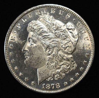 1878 7TF REV 78 MORGAN DOLLAR CH/GEM BU. WEEKLY COIN & CURRENCY AUCTIONS ESTIMATE $300 - $350.