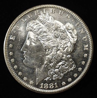 1881-S MORGAN DOLLAR CH/GEM BU. BID WITH SILVER CITY AUCTIONS ESTIMATE $130 - $150.