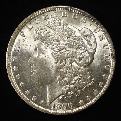 1890-O MORGAN DOLLAR BU. TOP RATED AUCTION HOUSE ESTIMATE $130 - $150.