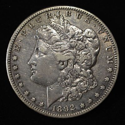 1892-S MORGAN DOLLAR. LEADERS IN ON-LINE AUCTIONS ESTIMATE $230 - $280.