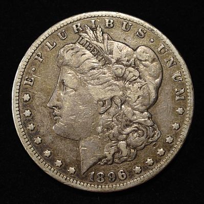 1896-S MORGAN DOLLAR VF. LEADERS IN ON-LINE AUCTIONS ESTIMATE $170 - $200.