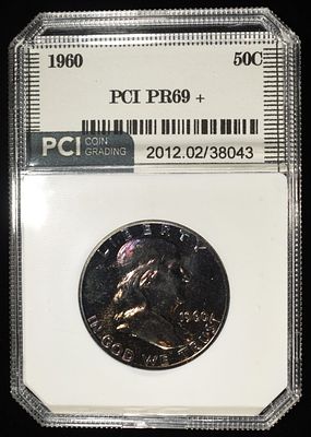 1960 FRANKLIN HALF DOLLAR PCI SUPERB GEM+ PROOF. BID WITH SILVER CITY AUCTIONS ESTIMATE $75 - $100.