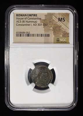 CONSTANTINE I, AD 307-337 NGC MS. HOUSE OF CONSTANTINE, ROMAN EMPIRE, AE3 ( BI NUMMUS) ESTIMATE 