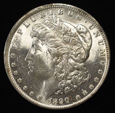 1890-O MORGAN DOLLAR BU. LEADERS IN ON-LINE AUCTIONS ESTIMATE $130 - $150.