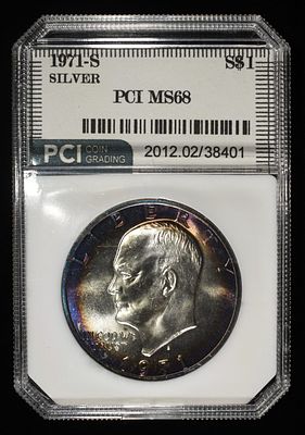 1971-S SILVER EISENHOWER DOLLAR PCI SUPERB GEM+ BU. TOP RATED AUCTION HOUSE ESTIMATE $90 - $130.