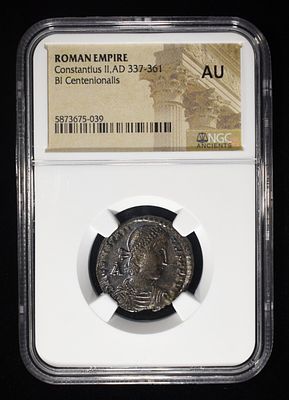 CONSTANTIUS II, AD 337-361 NGC AU. ROMAN EMPIRE, BI CENTENIONALIS ESTIMATE $150 - $200.