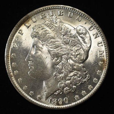 1890-O MORGAN DOLLAR BU. WEEKLY COIN & CURRENCY AUCTIONS ESTIMATE $130 - $150.