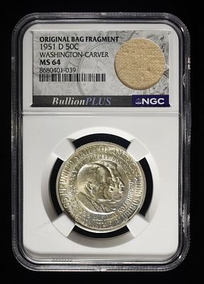 1951-D 50C COMMEM WASHINGTON-CARVER NCG MS64. BID WITH SILVER CITY AUCTIONS ESTIMATE $110 - $160.