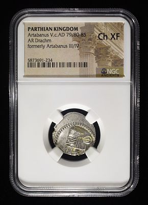 ARTABANUS V, C.AD 79/80-85 NGC CHXF. PARTHIAN KINGDOM, AR DRACHM ESTIMATE $250 - $300.