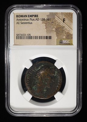 ANTONINUS PIUS, AD 138-161 NGC F. ROMAN EMPIRE, AE SESTERTIUS ESTIMATE $340 - $390.