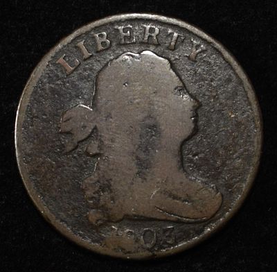 1803 DRAPED BUST HALF CENT. TOP RATED AUCTION HOUSE ESTIMATE $120 - $160.