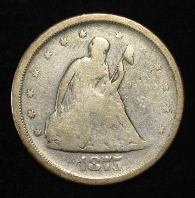 1875-S 20-CENT PIECE. WEEKLY COIN & CURRENCY AUCTIONS ESTIMATE $130 - $180.