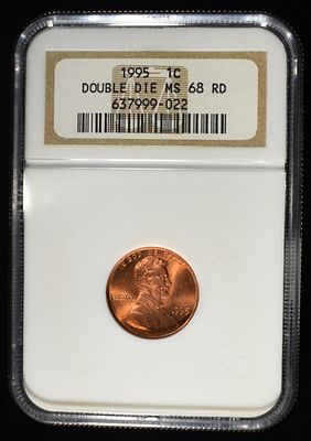 1995 MEMORIAL NGC MS68RD DOUBLE DIE OBVERSE. WEEKLY COIN & CURRENCY AUCTIONS ESTIMATE $180 - $220.