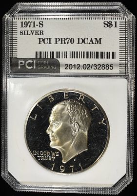 1971-S SILVER EISENHOWER DOLLAR PCI PERFECT GEM PR. DCAM CHECK OUT OUR UPCOMING AUCTIONS 