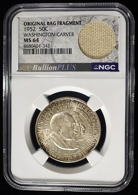 1952 50C COMMEM WASHINGTON-CARVER NGC64. WEEKLY COIN & CURRENCY AUCTIONS ESTIMATE $100 - $150.