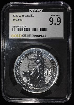 2022 G.BRITAIN 1 OZ .999 SILVER ROUND NGCX 9.9. LEADERS IN ON-LINE AUCTIONS ESTIMATE $120 - $170.
