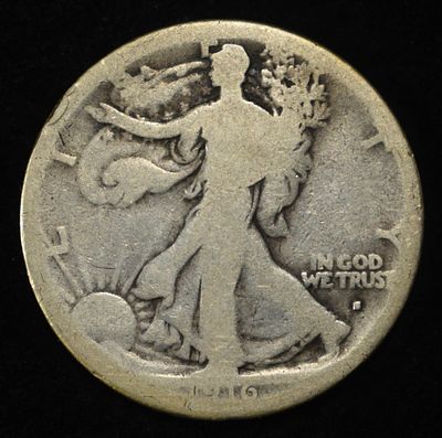1916-S WALKING LIBERTY HALF DOLLAR. BID WITH SILVER CITY AUCTIONS ESTIMATE $120 - $160.