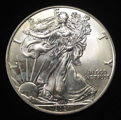 2021 AMERICAN SILVER EAGLE. LEADERS IN ON-LINE AUCTIONS ESTIMATE $130 - $180.