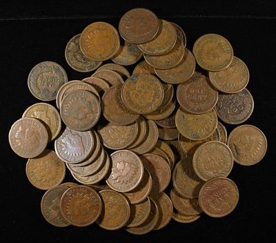 (65) INDIAN CENTS FROM THE 80'S, 90'S, 00'S. G4 & BETTER ESTIMATE $120 - $150.