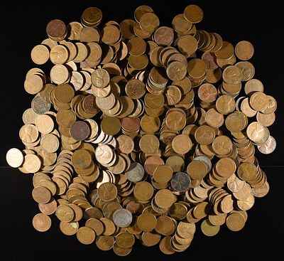 (500) 40'S & 50'S WHEAT CENTS. LEADERS IN ON-LINE AUCTIONS ESTIMATE $90 - $110.